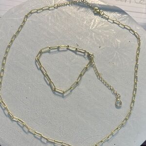 Gold-Tone Chain Necklace and Bracelet Set